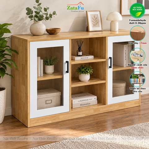 Tủ Trang Trí Tủ Đựng Tài Liệu Có Kính Hiện Đại Nhiều Ngăn Gỗ MDF Dày 17mm TUTT-79 ZataFu