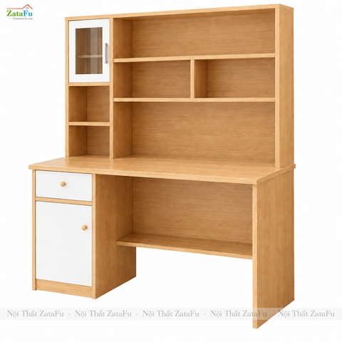 Bàn Học Gỗ MDF Ván Dày 17mm Có Cửa Kính Thiết Kế Theo Phong Cách Bắc Âu BLV-135 ZataFu