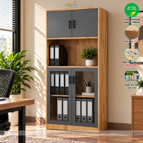Tủ Trang Trí Tủ Đựng Tài Liệu Hiện Đại Nhiều Ngăn Có Kính Để Phòng Làm Việc TUTT-71 ZataFu