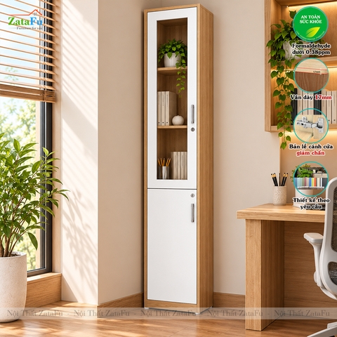 Tủ Trang Trí Tủ Đựng Tài Liệu Hiện Đại Có Kính Tích Hợp Ổ Khóa Để Phòng Làm Việc TUTT-75 ZataFu