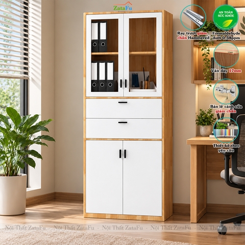 Tủ Trang Trí Tủ Đựng Tài Liệu Hiện Đại Có Kính Để Phòng Làm Việc Nhiều Ngăn TUTT-73 ZataFu