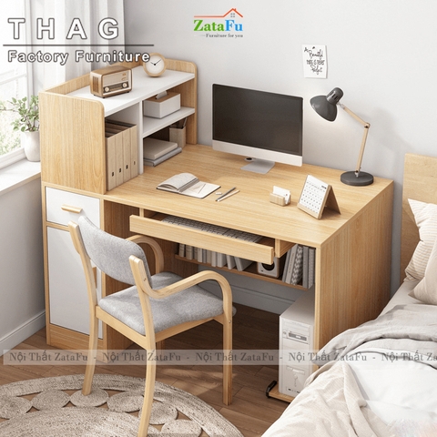 Bàn Làm Việc Thiết Kế Đơn Giản Kết Hợp Kệ Sách Và Ngăn Kéo Tiện Lợi BLV-171 ZataFu