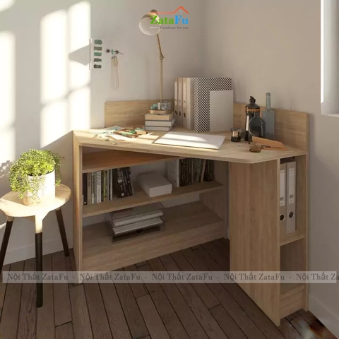 Bàn Làm Việc Góc Tường Gỗ MDF Thiết Kế Tiết Kiệm Không Gian BLV-166 ZataFu