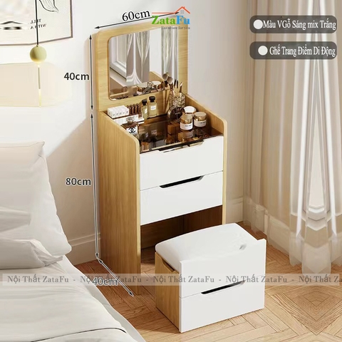 Bàn Trang Điểm Đa Năng Nhiều Ngăn Kéo Có Gương Led 3 Mod Hiện Đại BTD-35 ZataFu