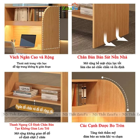 Bàn Học Khép Kín Cho Học Sinh, Sinh Viên Học Tập Không Bị Làm Phiền BLV-140 ZataFu