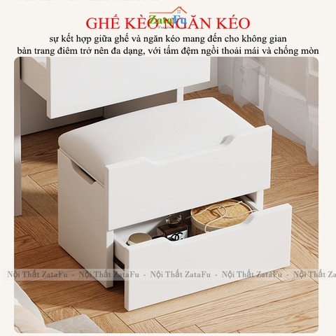 Bàn Trang Điểm Đa Năng Nhiều Ngăn Kéo Có Gương Led 3 Mod Hiện Đại BTD-35 ZataFu