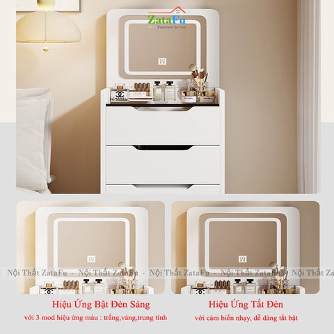 Bàn Trang Điểm Đa Năng Nhiều Ngăn Kéo Có Gương Led 3 Mod Hiện Đại BTD-35 ZataFu