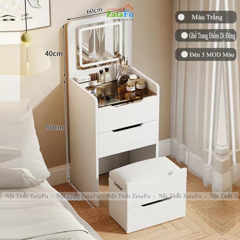 Bàn Trang Điểm Đa Năng Nhiều Ngăn Kéo Có Gương Led 3 Mod Hiện Đại BTD-35 ZataFu