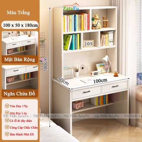 Bàn Làm Việc Gỗ MDF Thiết Kế Hiện Đại Nhiều Ngăn Chứa Đồ BLV-163 ZataFu