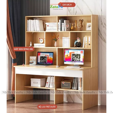 Bàn Làm Việc Bàn Học Kết Hợp Kệ Sạch Có Không Gian Lưu Trữ Lớn BLV-175 ZataFu
