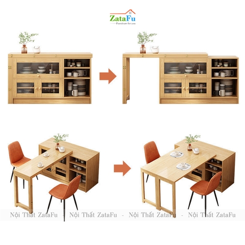 Bàn ăn gấp gọn kết hợp tủ đựng đồ BAGD-03