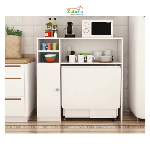 Bàn Ăn Gia Đình Gấp Gọn Kết Hợp Tủ Kệ Bếp BAGD-01