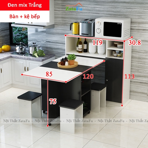 Bàn Ăn Gia Đình Gấp Gọn Kết Hợp Tủ Kệ Bếp BAGD-01
