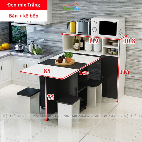 Bàn Ăn Gia Đình Gấp Gọn Kết Hợp Tủ Kệ Bếp BAGD-01