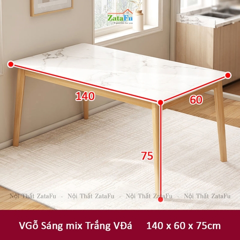 Bàn ăn gia đình chân gỗ cao thiết kế đơn giản BAGD-04
