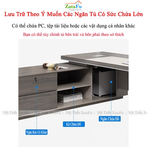 Bàn Giám Đốc Sang Trọng Kết Hợp Làm Việc Có Thể Tùy Chỉnh Kích Thước BLV-138 ZataFu