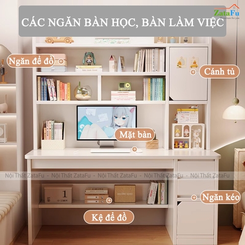 Bàn Học Bàn Làm Việc Gỗ MDF Công Nghiệp Thiết Kế Hiện Đại BLV-137 ZataFu