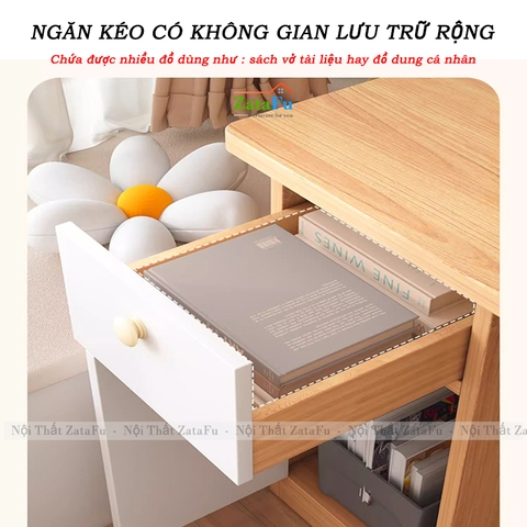 Bàn Học Gỗ MDF Ván Dày 17mm Có Cửa Kính Thiết Kế Theo Phong Cách Bắc Âu BLV-135 ZataFu