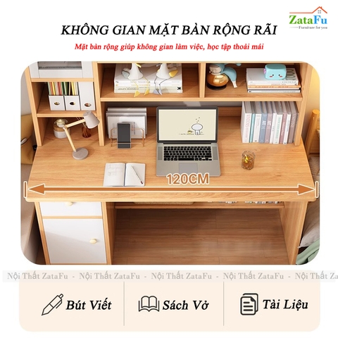 Bàn Học Gỗ MDF Ván Dày 17mm Có Cửa Kính Thiết Kế Theo Phong Cách Bắc Âu BLV-135 ZataFu