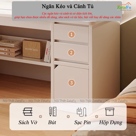 Bàn Học Bàn Làm Việc Gỗ MDF Công Nghiệp Thiết Kế Hiện Đại BLV-137 ZataFu
