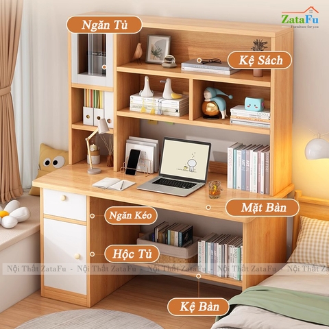 Bàn Học Gỗ MDF Ván Dày 17mm Có Cửa Kính Thiết Kế Theo Phong Cách Bắc Âu BLV-135 ZataFu