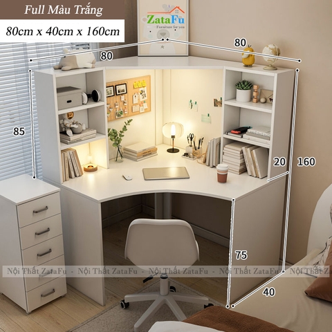 Bàn Học Bàn Làm Việc Ván Dày 17mm Thiết Kế Góc Tường Phong Cách Tối Giản Hiện Đại BLV-136 ZataFu