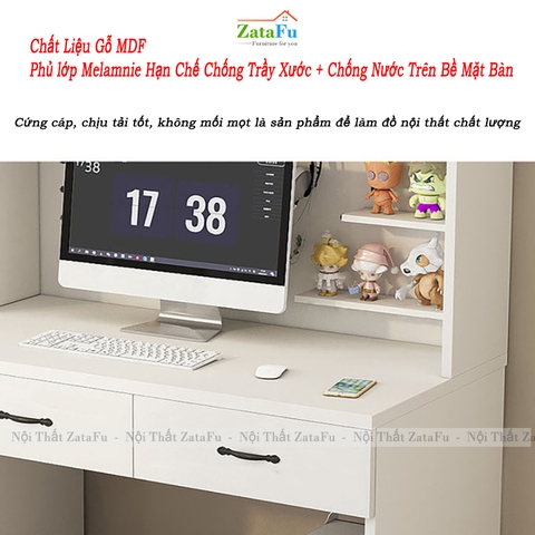 Bàn Học Bàn Làm Việc Gỗ MDF Nhiều Ngăn Mặt Bàn Lớn Mang Phong Cách Hiện Đại BLV-134 ZataFu