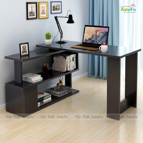 Bàn làm việc chữ L kết hợp kệ chân xoay 360 độ BLV-79