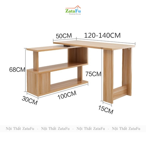 Bàn làm việc chữ L kết hợp kệ chân xoay 360 độ BLV-79