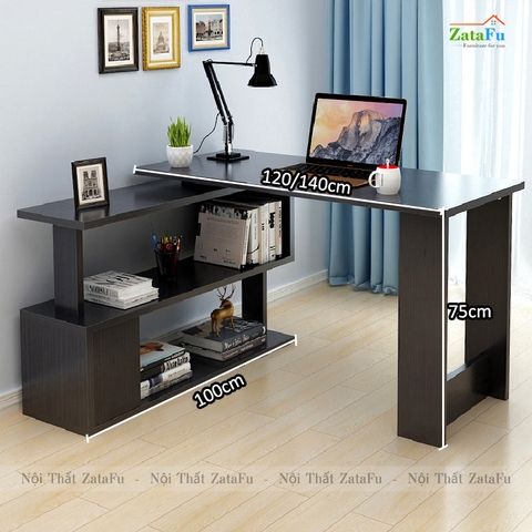 Bàn làm việc chữ L kết hợp kệ chân xoay 360 độ BLV-79