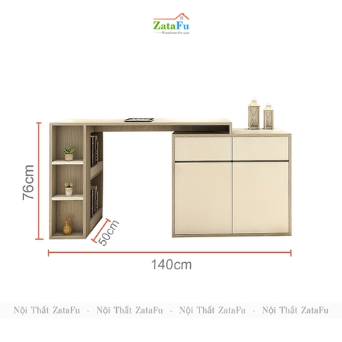 Bàn làm việc phối hợp tủ kệ đựng đồ BLV-69