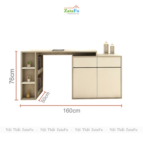 Bàn làm việc phối hợp tủ kệ đựng đồ BLV-69