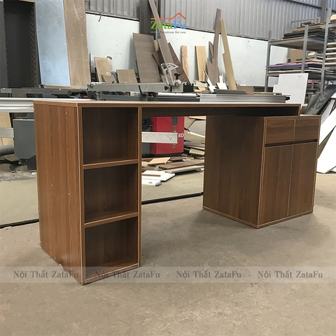 Bàn làm việc phối hợp tủ kệ đựng đồ BLV-69