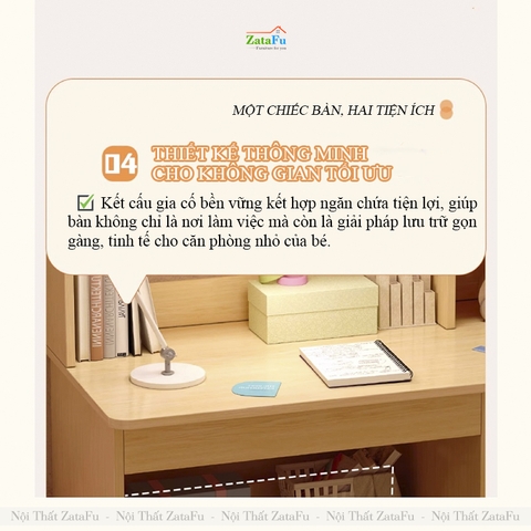 Bàn Học Cho Bé Bàn Học Sinh Có Ngăn Chưa Đồ Đa Năng BLV-155 ZataFu