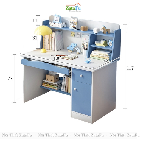 Bàn học cho bé tiểu học kèm kệ và ngăn đựng sách BLV-20