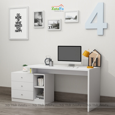 Bàn học bàn làm việc đơn giản kết hợp kệ sách chân xoay BLV-66
