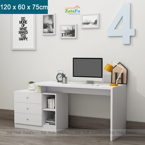 Bàn học bàn làm việc đơn giản kết hợp kệ sách chân xoay BLV-66