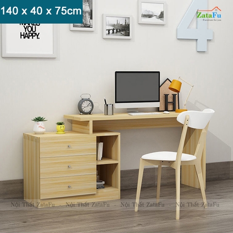Bàn học bàn làm việc đơn giản kết hợp kệ sách chân xoay BLV-66