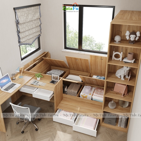 Giường Đa Năng Kết Hợp Tủ Quần Áo Bàn Học Tiện Lợi GG-79 ZataFu
