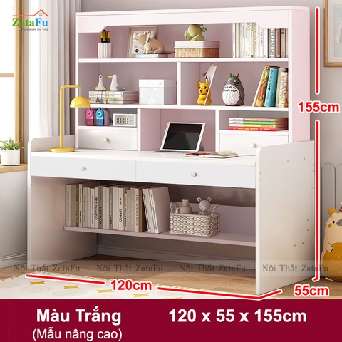 Bàn Học Gỗ Xinh Xắn Kết Hợp Kệ Sách Đa Năng Cho Bé BLV-112
