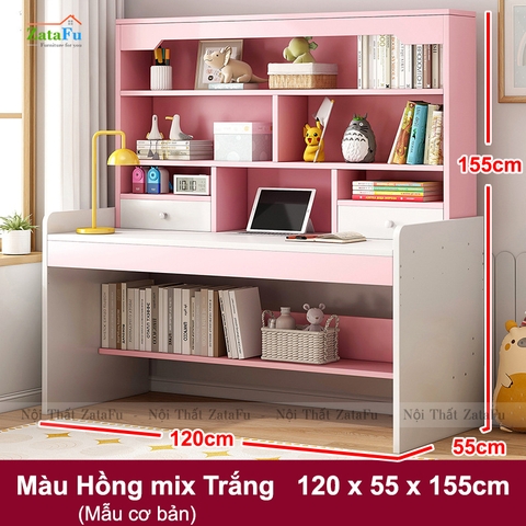 Bàn Học Gỗ Xinh Xắn Kết Hợp Kệ Sách Đa Năng Cho Bé BLV-112
