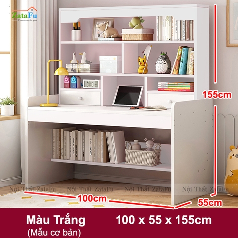 Bàn Học Gỗ Xinh Xắn Kết Hợp Kệ Sách Đa Năng Cho Bé BLV-112