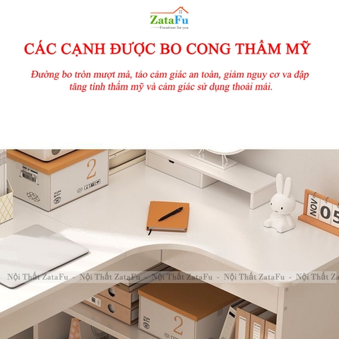 Bàn Học Bàn Làm Việc Góc Tường Chữ L Phong Cách Hiện Đại BLV-160 ZataFu