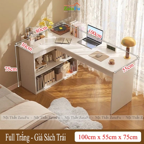 Bàn Học Bàn Làm Việc Góc Tường Chữ L Phong Cách Hiện Đại BLV-160 ZataFu