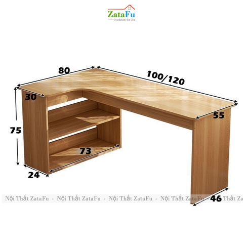 Bàn Học Bàn Làm Việc Góc Tường Chữ L Phong Cách Hiện Đại BLV-160 ZataFu