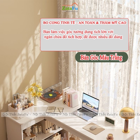 Bàn Học Bàn Làm Việc Góc Tường Chữ L Phong Cách Hiện Đại BLV-160 ZataFu