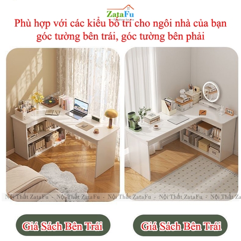 Bàn Học Bàn Làm Việc Góc Tường Chữ L Phong Cách Hiện Đại BLV-160 ZataFu