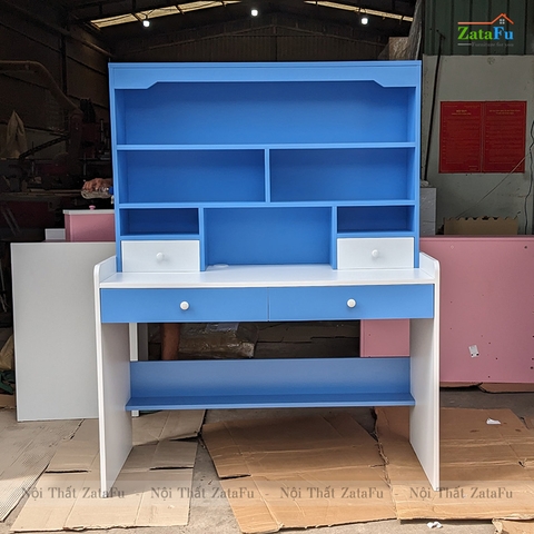 Bàn Học Gỗ Xinh Xắn Kết Hợp Kệ Sách Đa Năng Cho Bé BLV-112