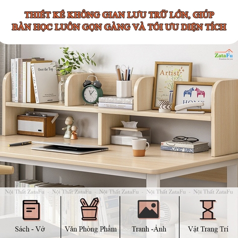 Bàn Học Bàn Làm Việc Kết Hợp Chân Sắt Có Kệ Để Đồ Đa Năng BLV-143 ZataFu