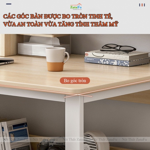 Bàn Học Bàn Làm Việc Kết Hợp Chân Sắt Có Kệ Để Đồ Đa Năng BLV-143 ZataFu